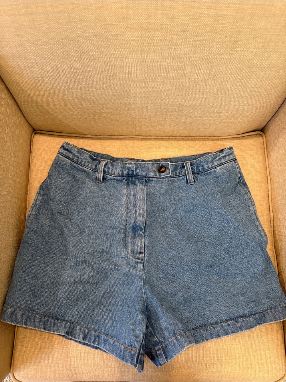 Pomander Place Classic Denim High-Rise Shorts in Blue